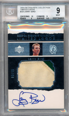 Upper Deck 2003-2004 Exquisite Collection Limited Logos #LB Larry Bird 6/75 / BGS Grade 9 / Auto Grade 10