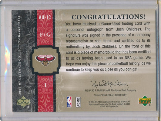 Upper Deck 2006-07 Ultimate Collection  Ultimate Jersey Autographs #AU-JC Josh Childress 66/75