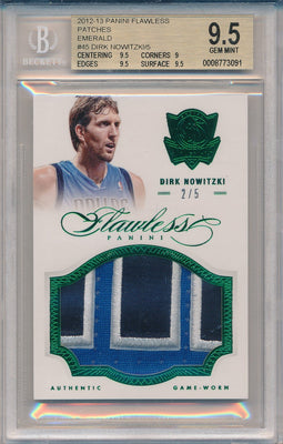 Panini 2012-2013 Flawless Emerald Jumbo Patches #45 Dirk Nowitzki 2/5 / BGS Grade 9.5