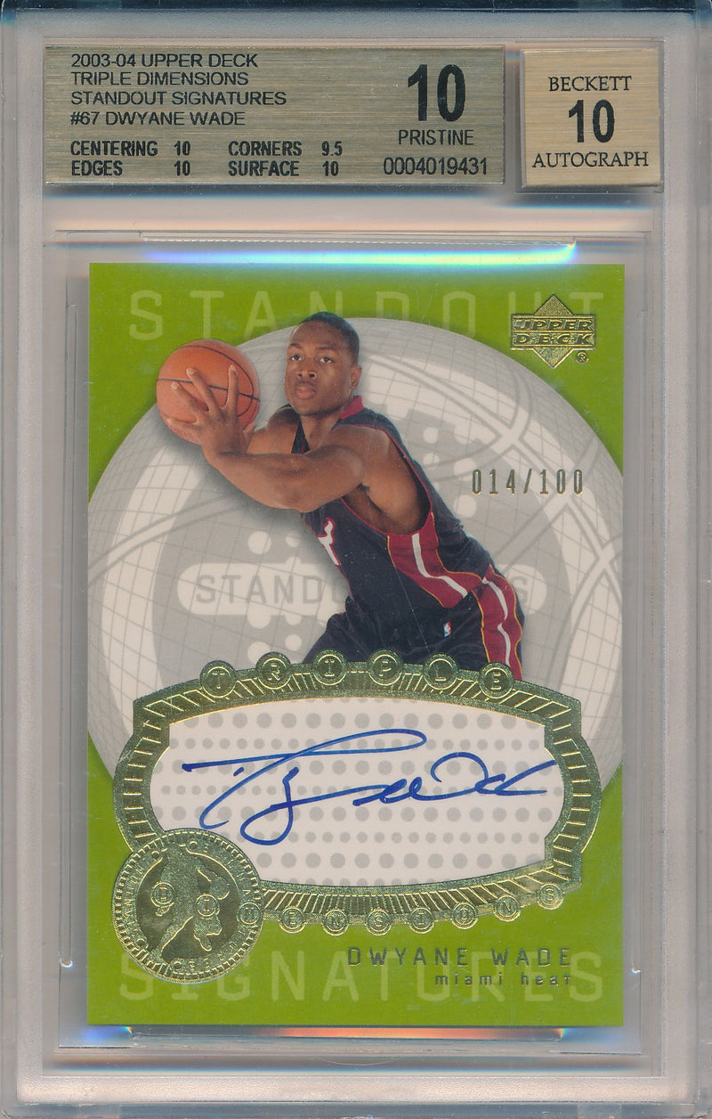 Upper Deck 2003-2004 Triple Dimensions Standout Signatures #STA67 Dwyane Wade 14/100 / BGS Grade 10 / Auto Grade 10