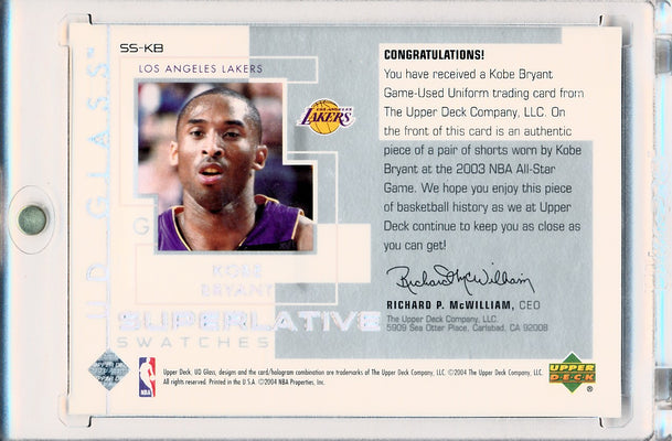 Upper Deck 2004 UD Glass Authentic Uniform Superlative Swatches #SSKB Kobe Bryant