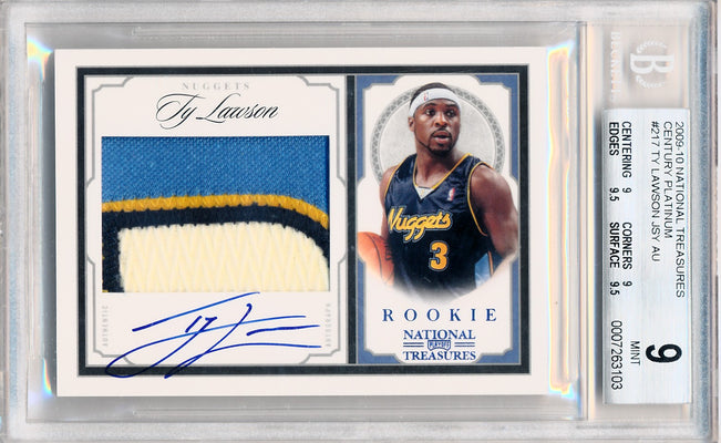 Panini 2009-2010 National Treasures Century Platinum #217 Ty Lawson 2/5 / BGS Grade 9 / Auto Grade 10