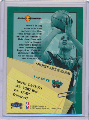 Fleer 1997-98 Basketball Thrill Seekers #1/10TS Shareef Abdur-Rahim none