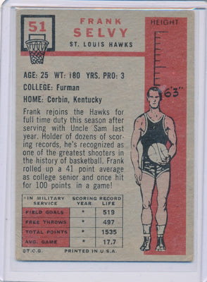 St.Louis Hawks  #51 Frank Selvy