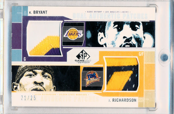 Upper Deck 2002 SP Game Used Edition Dual Authentic Patches #KB/JR-P Kobe Bryant & Jason Richardson 21/25