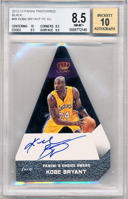 Panini 2012-2013 Preferred Black #58 Kobe Bryant 1/1 / BGS Grade 8.5 / Auto Grade 10