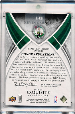 Upper Deck 2009-2010 Exquisite Collection Limited Logos #LKG Kevin Garnett 3/10