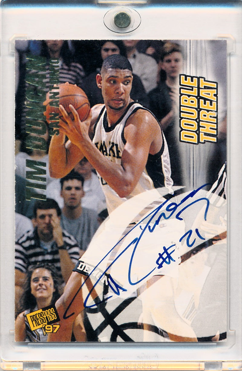 Press Pass 1997-1998 Double Threat Dual Autographs #DT 1/6 Tim Duncan / David Robinson 17/100