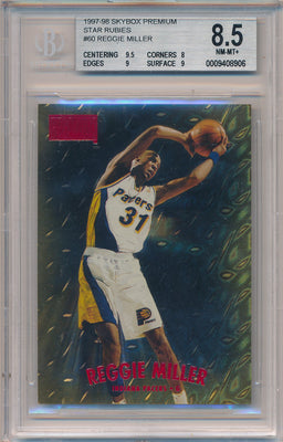 SkyBox 1997-1998 Premium Star Rubies #60SR Reggie Miller 26/50 / BGS Grade 8.5