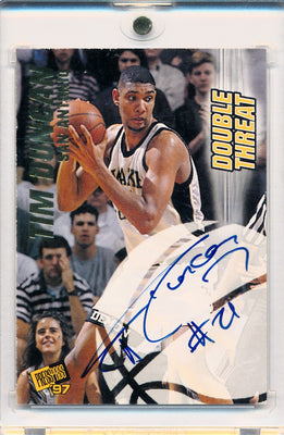 Press Pass 1997-1998 Double Threat Dual Autographs #DT 1/6 David Robinson / Tim Duncan  32/100