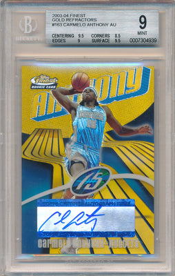 Topps 2003-2004 Finest Gold Refractors #163 Carmelo Anthony 16/25 / BGS Grade 9 / Auto Grade 10