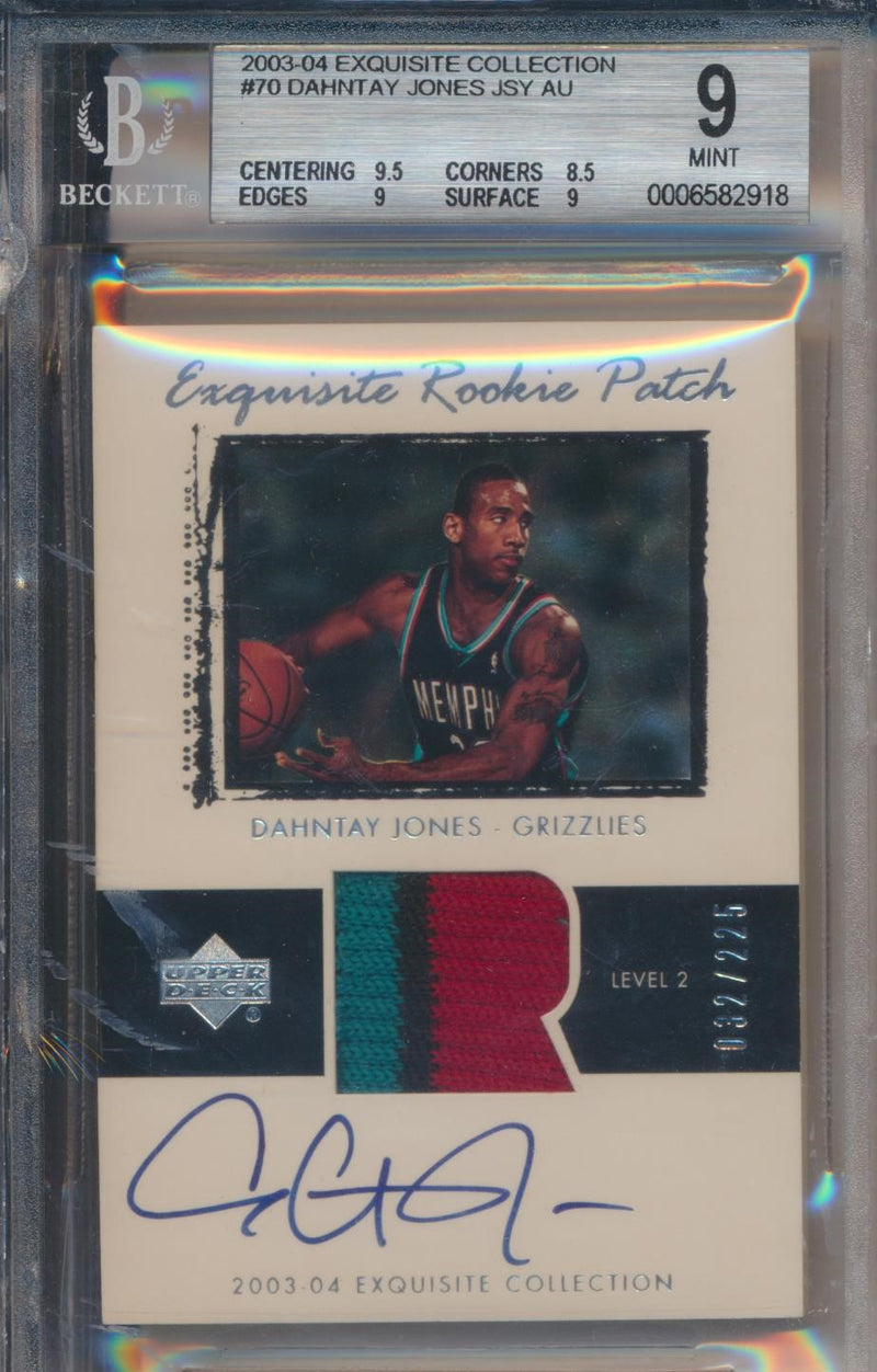 Upper Deck 2003-2004 Exquisite Collection Exquisite Rookie Patch Auto #70 Dahntay Jones 32/225 / BGS Grade 9 / Auto Grade 10