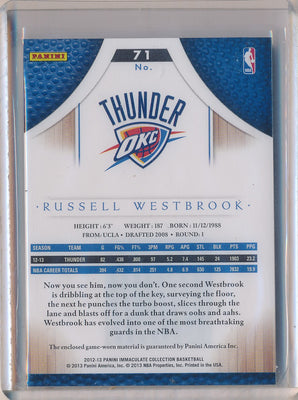 Panini 2012-13 Immaculate Collection Patches #71 Russell Westbrook 6/100