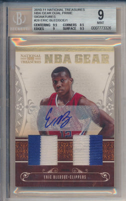 Panini 2010-2011 National Treasures NBA Gear Dual Prime Signatures #28 Eric Bledsoe 1/1 / BGS Grade 9 / Auto Grade 10