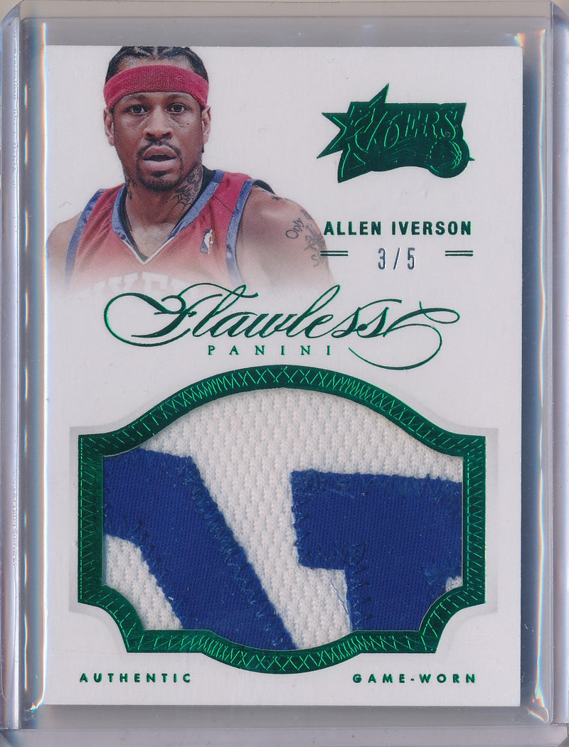 Panini 2012-2013 Flawless Emerald Jumbo Patches #35 Allen Iverson 3/5