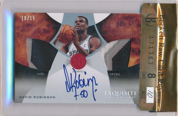 Upper Deck 2006-2007 Exquisite Collection Emblems Of Endorsement #EMRO David Robinson 10/15 / Auto Grade 10