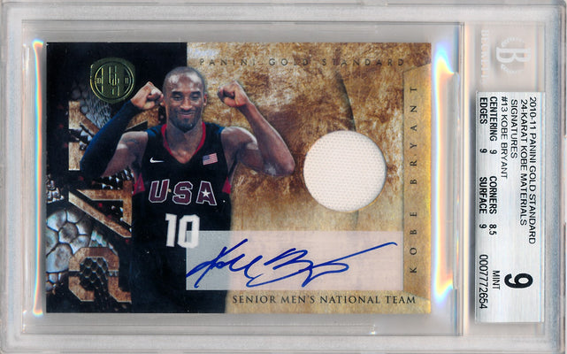 Panini 2010-2011 Gold Standard 24-Karat Kobe Materials Signatures #13 Kobe Bryant 16/49 / BGS Grade 9 / Auto Grade 10