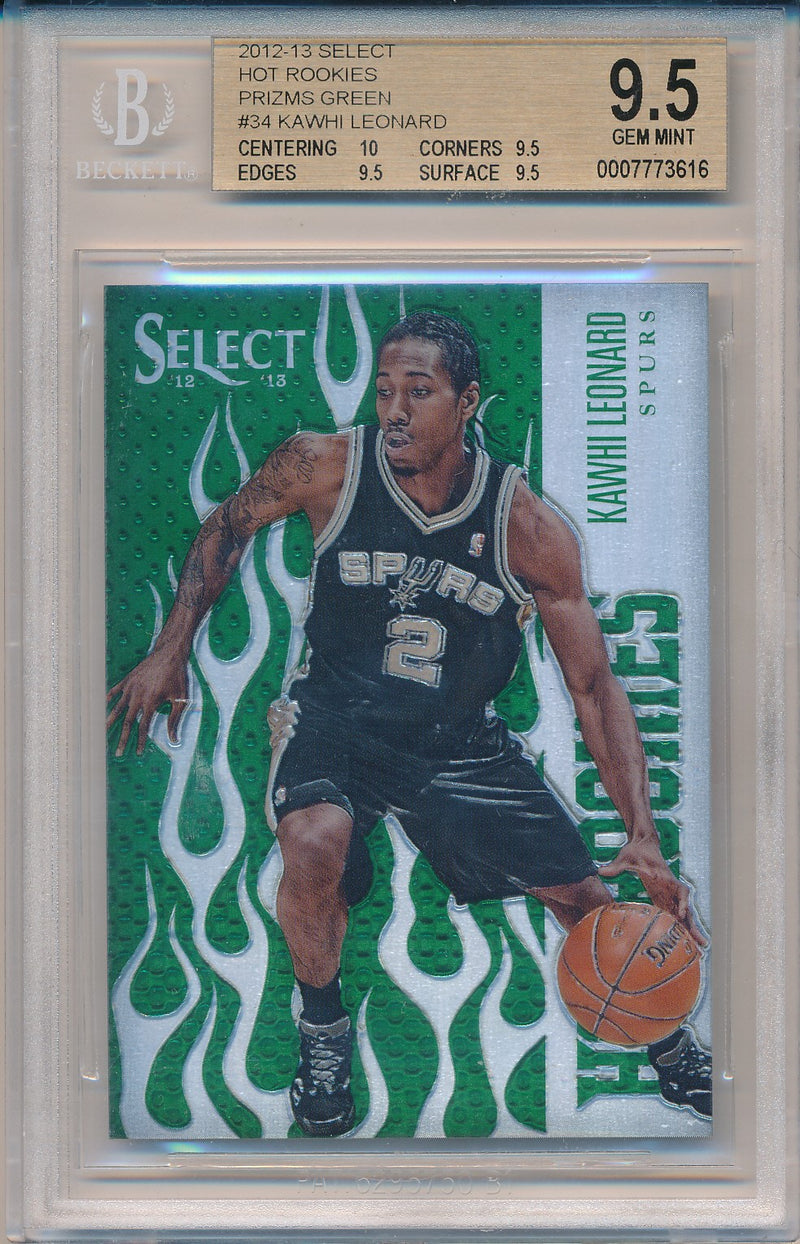 Panini 2012-2013 Select Hot Rookies Prizms Green #34 Kawhi Leonard 9/15 / BGS Grade 9.5