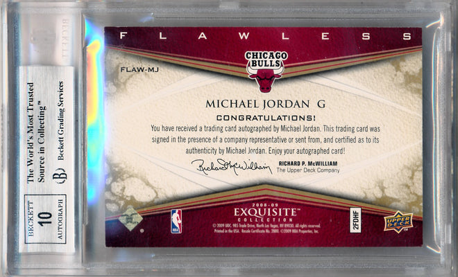 Upper Deck 2008-2009 Exquisite Collection Flawless Autographs #FLAW-MJ Michael Jordan 22/23 / BGS Grade 8.5 / Auto Grade 10