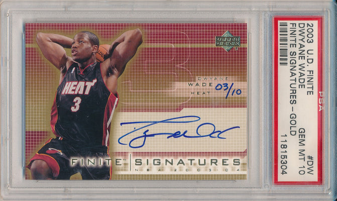 Upper Deck 2003-2004 UD Finite Finite Signatures #DW Dwyane Wade 3/10 / PSA Grade 10