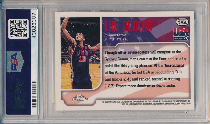 Topps 1999-2000 Chrome Refractor #254 Tim Duncan  / PSA Grade 10