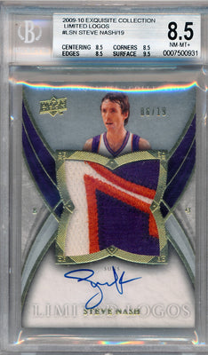 Upper Deck 2009-2010 Exquisite Collection Limited Logos #LSN Steve Nash 6/19 / BGS Grade 8.5 / Auto Grade 10