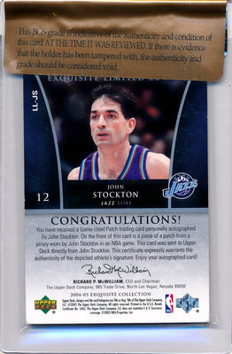 Upper Deck 2004-2005 Exquisite Collection Limited Logos #LLJS John Stockton 30/50 / Auto Grade 10