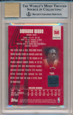 Topps 2003-2004  Finest Refractors #158 Dwyane Wade 65/250 / BGS Grade 9 / Auto Grade 10