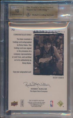 Upper Deck 2009-2010 Exquisite Collection RC Auto #73 Ricky Rubio 35/225 / BGS Grade 9.5 / Auto Grade 10