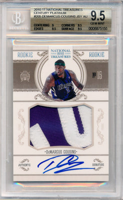 Panini 2010-2011 National Treasures  Century Platinum #205 DeMarcus Cousins 3/5 / BGS Grade 9.5 / Auto Grade 10