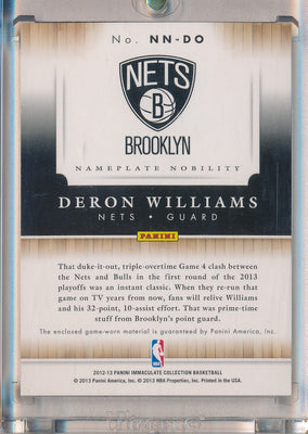 Panini 2012-2013 Immaculate Collection Nameplate Nobility #NN-DO Deron Williams 6/8