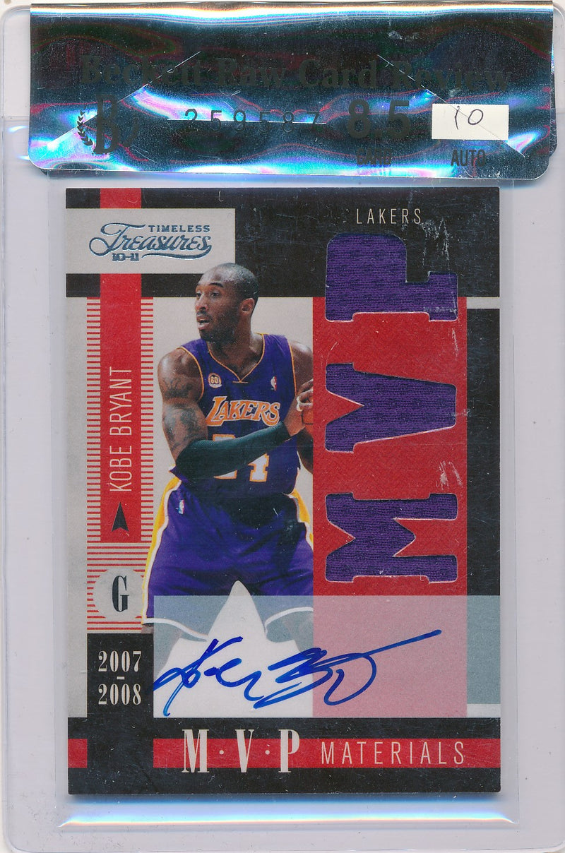 Panini 2010-2011 Timeless Treasures MVP #3 Kobe Bryant 10/10 / Auto Grade 10