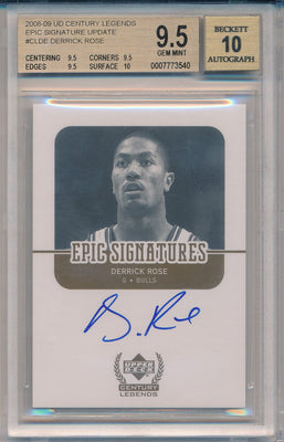 Upper Deck 2008-09 Century Legends Epic Signature Update #CL-DE Derrick Rose  / BGS Grade 9.5 / Auto Grade 10