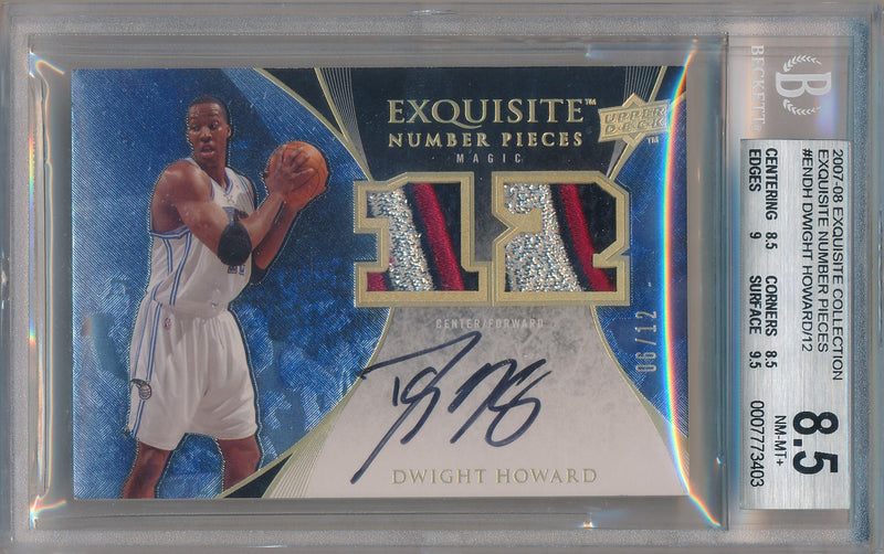 Upper Deck 2007-2008 Exquisite Collection Exquisite Number Pieces #EN-DH  Dwight Howard 6/12 / BGS Grade 8.5 / Auto Grade 10