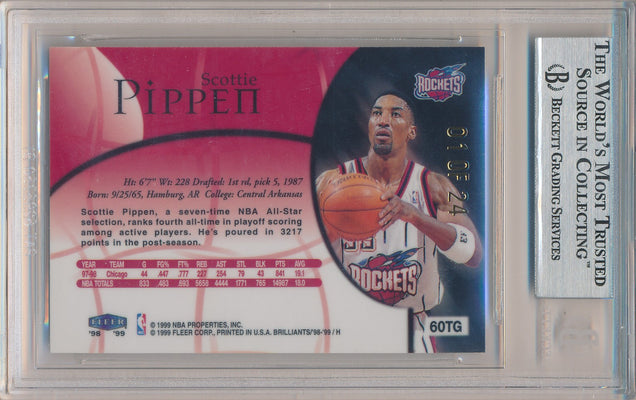 Fleer 1998-1999 Fleer Brilliants 24-Karat Gold #60TG Scottie Pippen 1/24 / BGS Grade 9