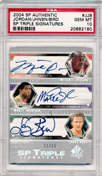 Upper Deck 2004-2005 Sp Authentic Sp Triple Signatures #JJB Michael Jordan / Magic Johnson / Larry Bird 11/15 / PSA Grade 10