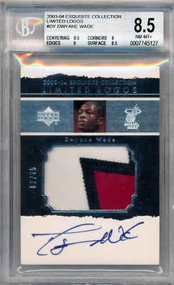 Upper Deck 2003-2004 Exquisite Collection Limited Logos #DY Dwyane Wade 2/75 / BGS Grade 8.5 / Auto Grade 10