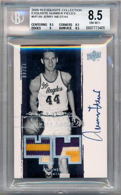 Upper Deck 2009-2010 Exquisite Collection Numbers #NPJW Jerry West 23/44 / BGS Grade 8.5 / Auto Grade 10