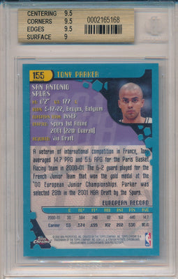 Panini 2012-2013 Prefered Slihouettes Prime #208 Tony Parker 5/25 / BGS Grade 9 / Auto Grade 10