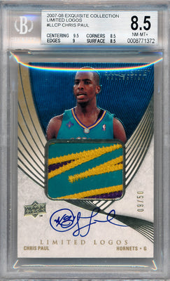 Upper Deck 2007-2008 Exquisite Collection Limited Logos #LLCP Chris Paul 9/50 / BGS Grade 8.5 / Auto Grade 10