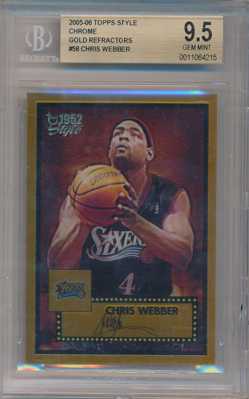 Topps 2005-2006 Topps 1952 Style Gold Refractors #58 Chris Webber 6/25 / BGS Grade 9.5