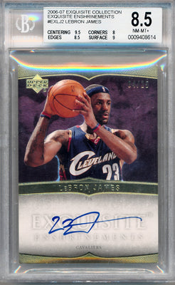 Upper Deck 2006-2007 Exquisite Collection Exquisite Enshrinements #EXLJ2 Lebron James 4/25 / BGS Grade 8.5 / Auto Grade 10