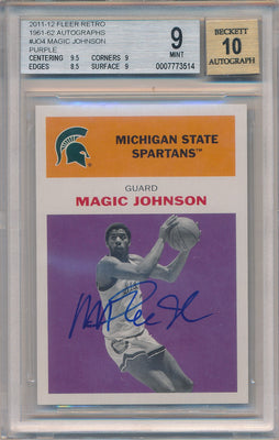 Fleer 2011-2012 Retro 1961 Auto #61JO Magic Johnson  / BGS Grade 9 / Auto Grade 10