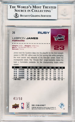 Skybox 2008-2009 Ruby  #26 Lebron James 41/50 / BGS Grade 9