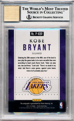 Panini 2015-2016 Prizm Autographs #80 Kobe Bryant  / BGS Grade 9 / Auto Grade 10