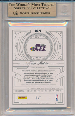 Panini 2010-2011 National Treasures Century Materials #164 John Stockton 1/1 / BGS Grade 9.5