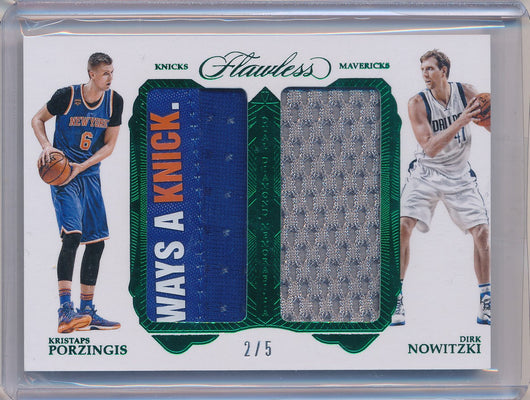 Panini 2016-2017 Flawless Emerald Dual Diamond Patches #DD-PN Kristaps Porzingis/ Dirk Nowitzki 2/5