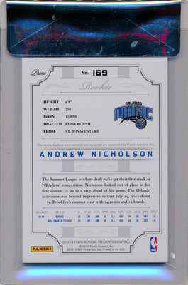 Panini 2012-2013 National Treasures  Gold #169 Andrew Nicholson 3/5 / BGS Grade 8.5 / Auto Grade 10