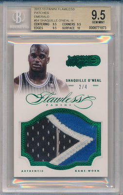 Panini 2012-2013 Flawless Emerald Jumbo Patches #54 Shaquille O'Neal 2/4 / BGS Grade 9.5