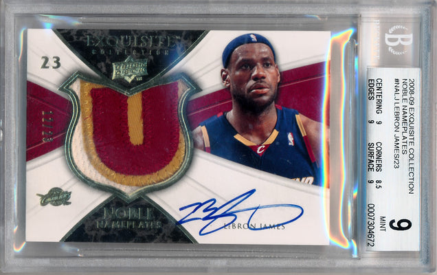 Upper Deck 2008-2009 Exquisite Collection Noble Nameplates #NALJ Lebron James 12/23 / BGS Grade 9 / Auto Grade 10